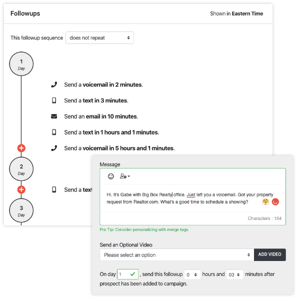 Personalized followups are sent on your own schedule.